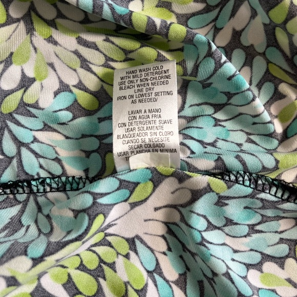 Studio I Green and Blue Leaf Print Cap Sleeve Dress Spring Office Flowy Sz 16 - Picture 11 of 11